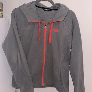 Fleece North Face Jacket, Zip Up, with hood, size L
